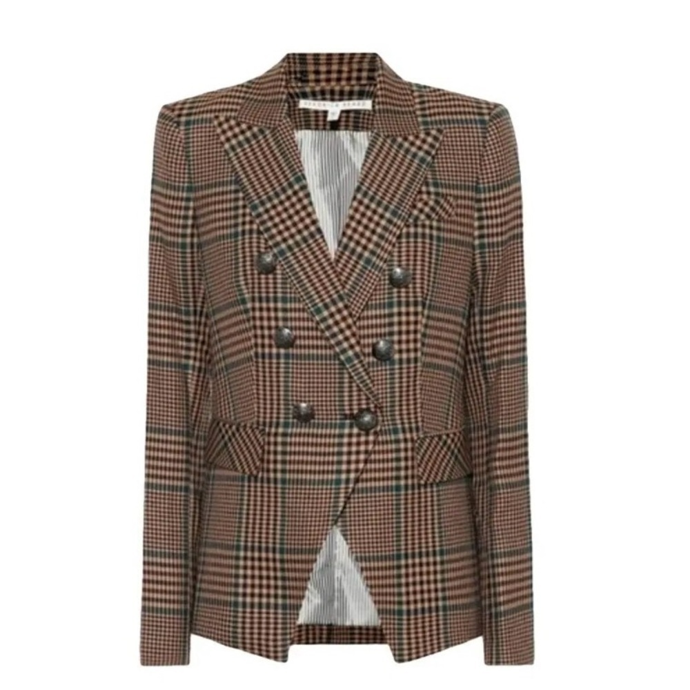 Veronica Beard Plaid Double-Breasted wool Blazer